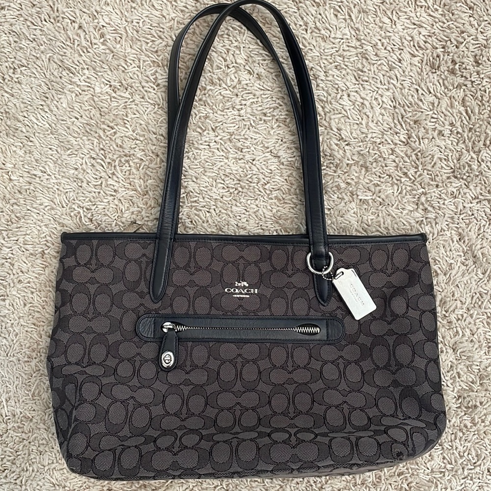 Coach Tote Purse black and gray canvas